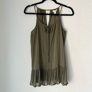 SUN & SHADOW x Nordstrom Halter Style Boho Swing Top Silky Sheer Ruffle Hem M